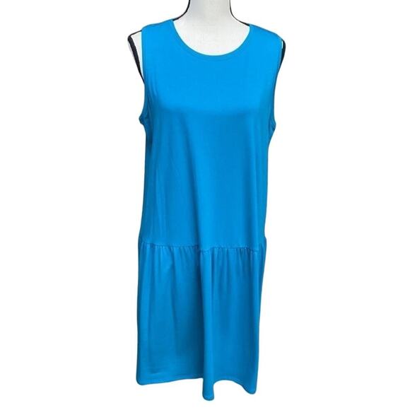 Eileen Fisher Dresses & Skirts - Eileen Fisher NWT Drop Waist Dress M Jasper Blue Teal Tencel Jersey Quiet Luxury